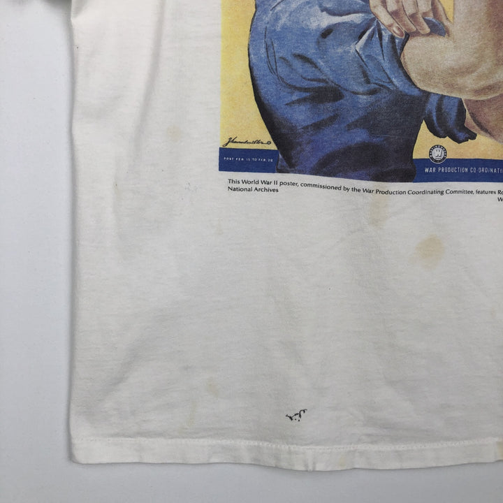 90'S All Sport We Can Do It Rosie the Riveter Print T-Shirt, Made in USA, Men's Size M (Equivalent), Vintage cotton white type Vintage Second Hand