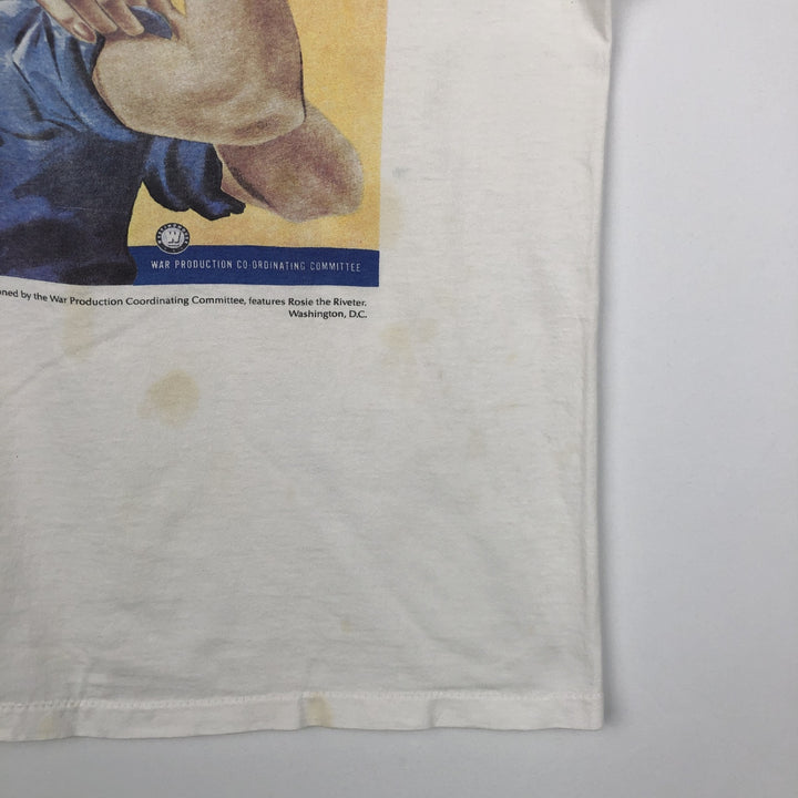 90'S All Sport We Can Do It Rosie the Riveter Print T-Shirt, Made in USA, Men's Size M (Equivalent), Vintage cotton white type Vintage Second Hand