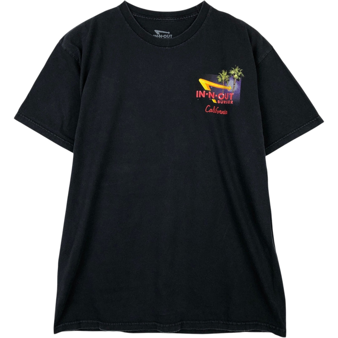 IN-N-OUT BURGER In-and-Out Burger Advertising T-shirt, Men's L size cotton black type Vintage Second Hand