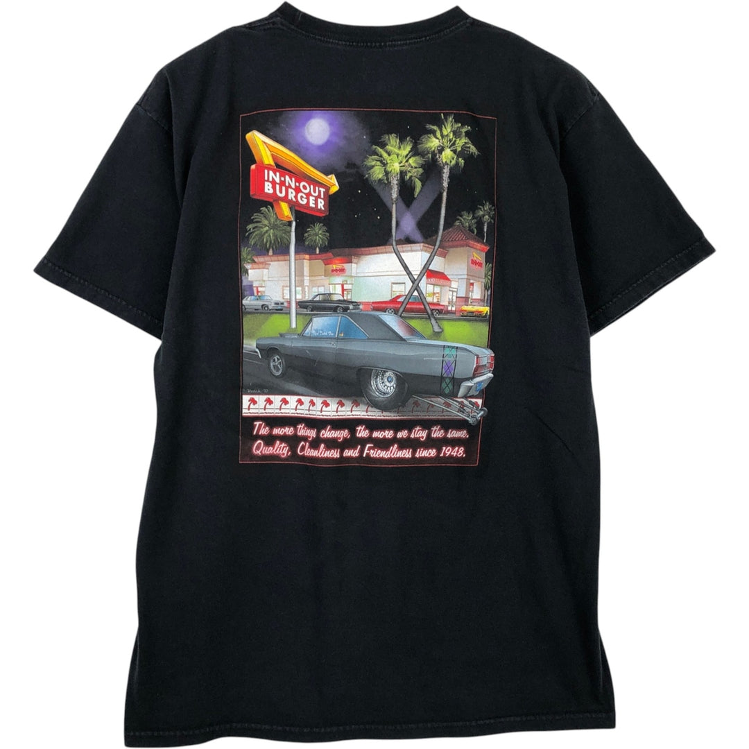 IN-N-OUT BURGER In-and-Out Burger Advertising T-shirt, Men's L size cotton black type Vintage Second Hand