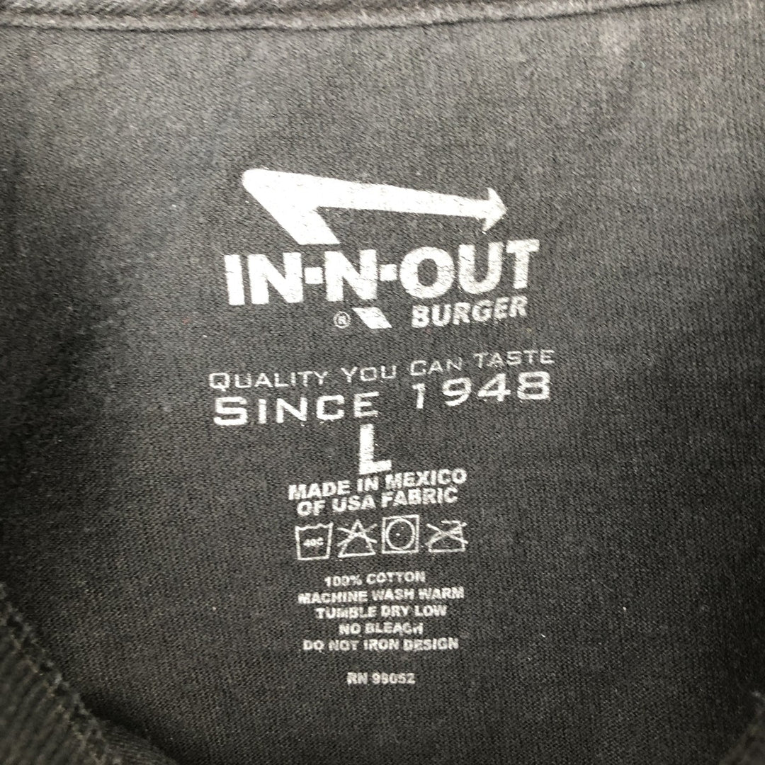 IN-N-OUT BURGER In-and-Out Burger Advertising T-shirt, Men's L size cotton black type Vintage Second Hand