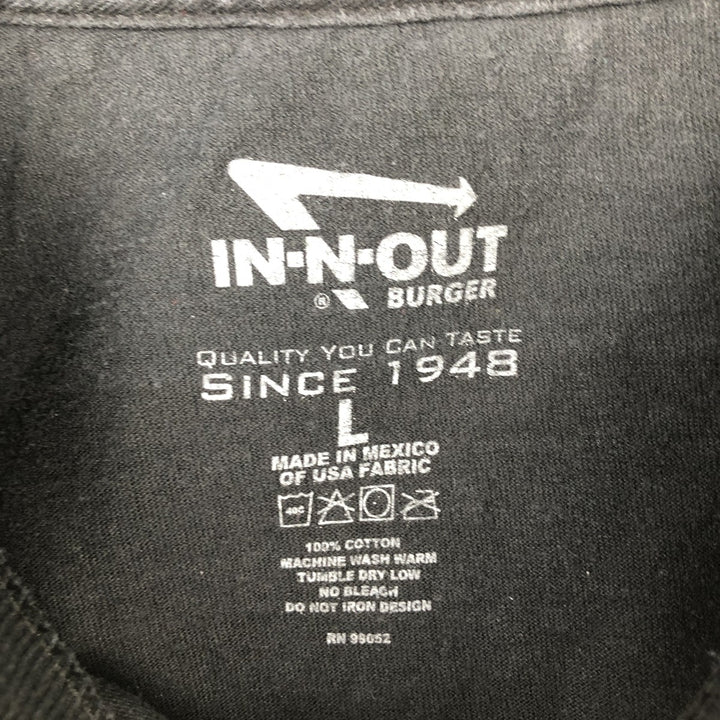 IN-N-OUT BURGER In-and-Out Burger Advertising T-shirt, Men's L size cotton black type Vintage Second Hand