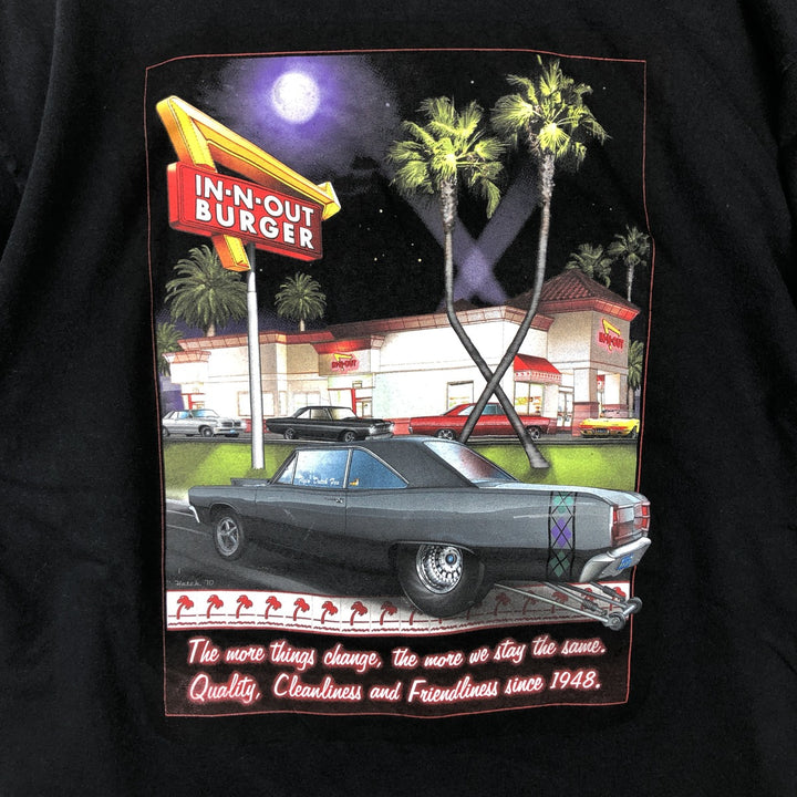 IN-N-OUT BURGER In-and-Out Burger Advertising T-shirt, Men's L size cotton black type Vintage Second Hand