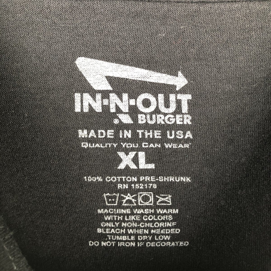 IN-N-OUT BURGER In-N-Out Burger Advertising T-shirt Made in USA Men's XL size cotton black type Vintage Second Hand