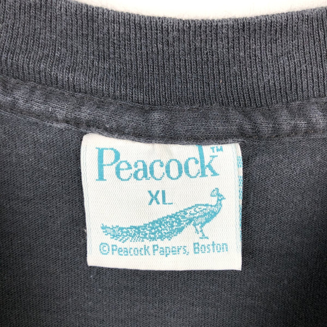 90'S Peacock Papers Advertising T-Shirt, Made in USA, Men's XL equivalent, Vintage cotton black type Vintage Second Hand
