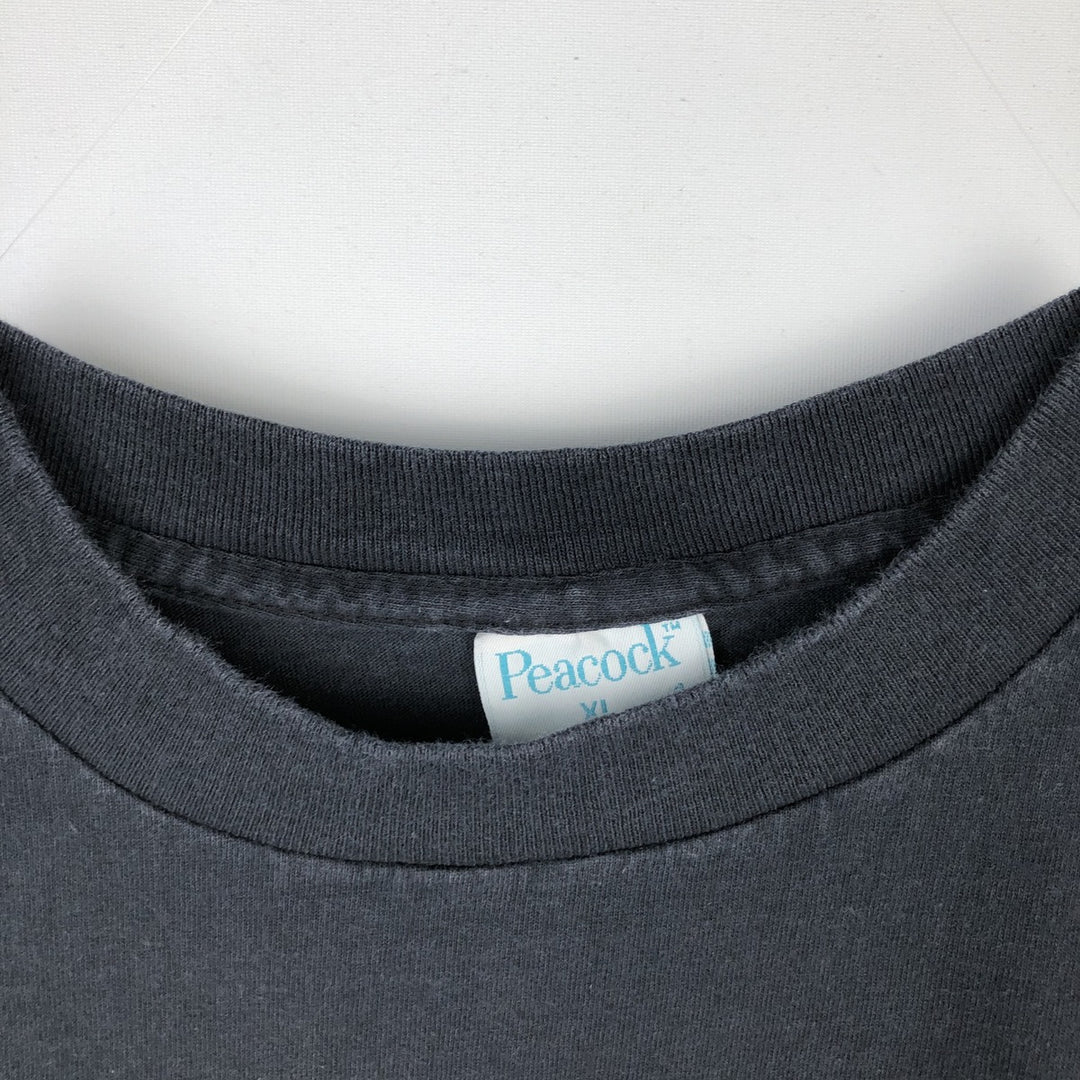 90'S Peacock Papers Advertising T-Shirt, Made in USA, Men's XL equivalent, Vintage cotton black type Vintage Second Hand