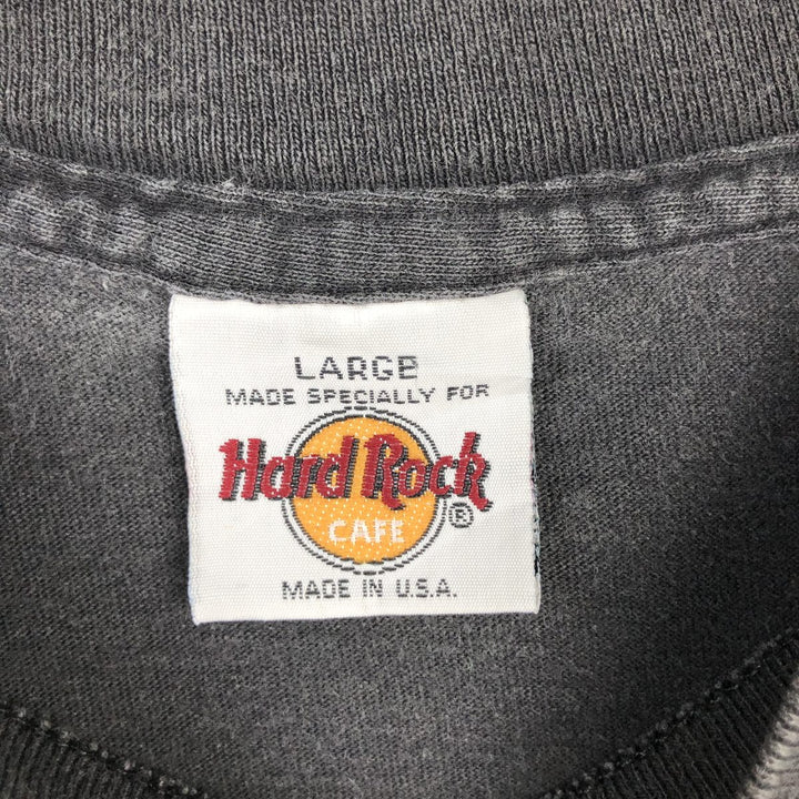 HARD ROCK CAFE Hard Rock Cafe Advertising T-shirt Made in USA Men's L size cotton black type Vintage Second Hand