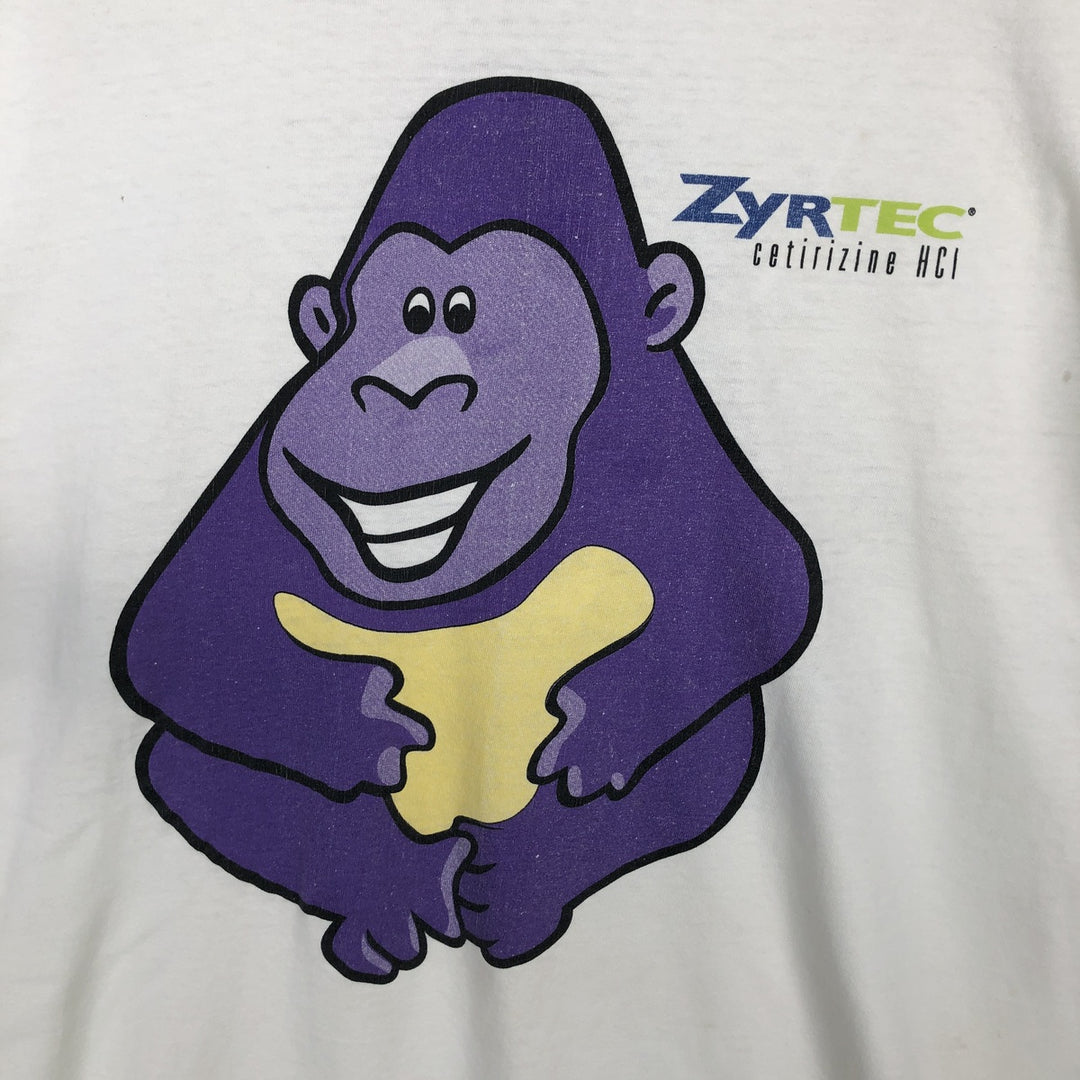2000'S Hanes ZYRTEC Advertising T-shirt, Men's XL equivalent. cotton white type Vintage Second Hand