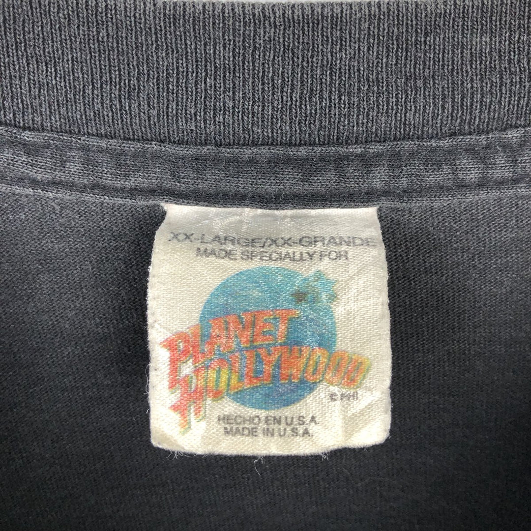 90'S PLANET HOLLYWOOD Advertising T-Shirt, Made in USA, Men's XXL equivalent, Vintage cotton black type Vintage Second Hand