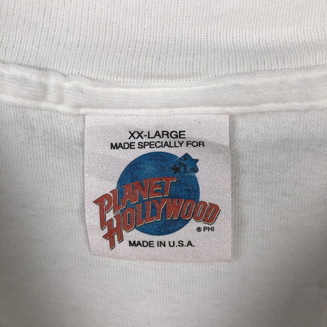 90'S PLANET HOLLYWOOD Advertising T-Shirt, Made in USA, Men's XXL equivalent, Vintage cotton white type Vintage Second Hand