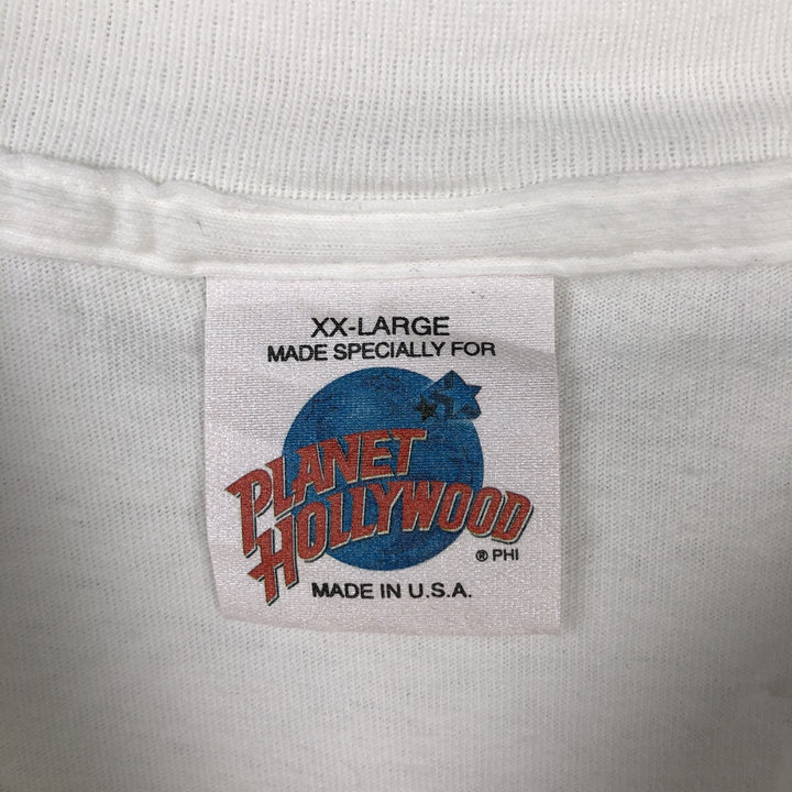 90'S PLANET HOLLYWOOD Advertising T-Shirt, Made in USA, Men's XXL equivalent, Vintage cotton white type Vintage Second Hand