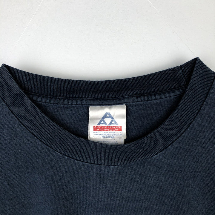 ALSTYLE Miller High Life Advertising T-Shirt, Made in USA, Men's XXL equivalent. cotton navy blue type Vintage Second Hand