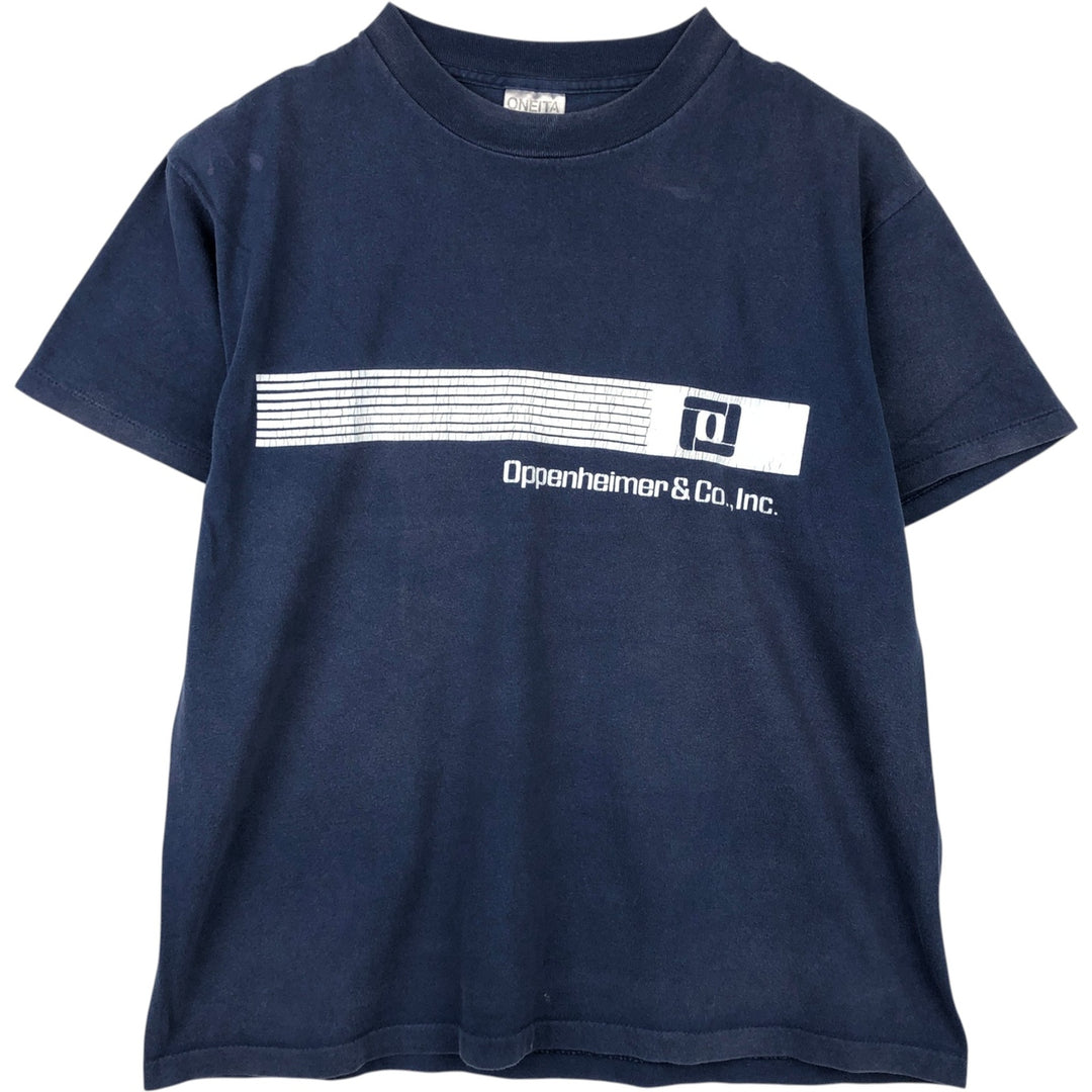90'S ONEITA Advertising T-shirt Made in USA Men's L Vintage cotton navy blue type Vintage Second Hand