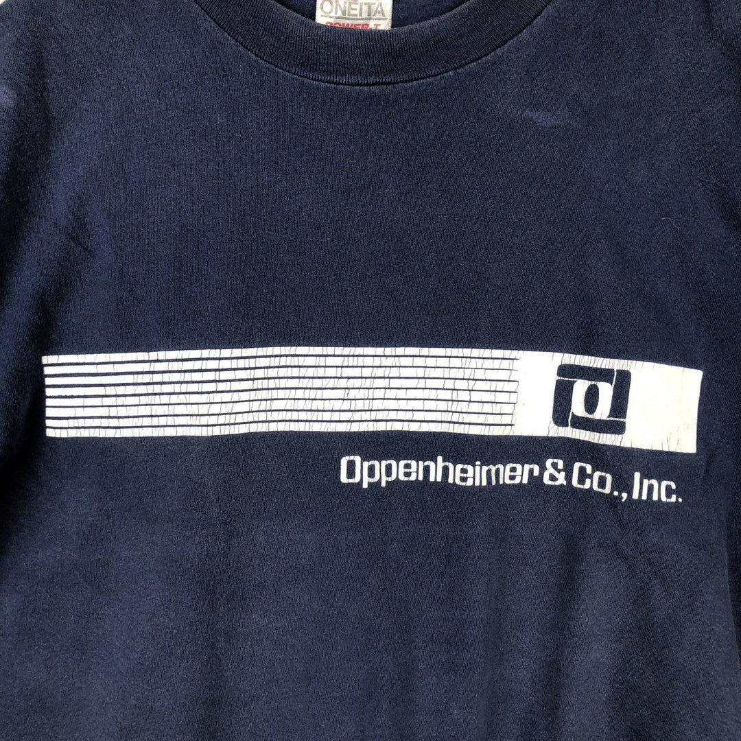 90'S ONEITA Advertising T-shirt Made in USA Men's L Vintage cotton navy blue type Vintage Second Hand