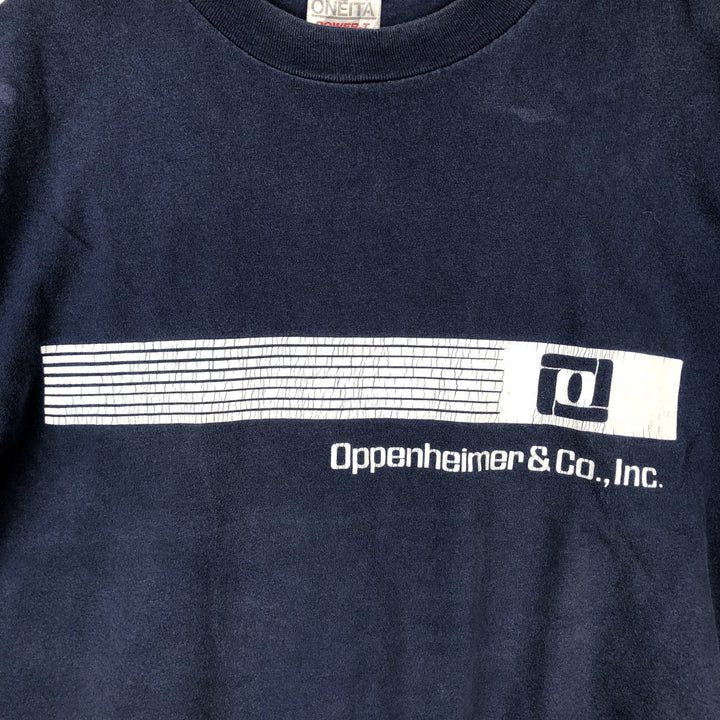 90'S ONEITA Advertising T-shirt Made in USA Men's L Vintage cotton navy blue type Vintage Second Hand