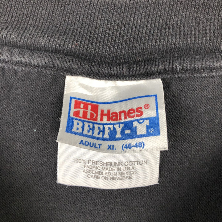 90'S Hanes BEEFY-T BLACKHAWK STOUT Advertising T-Shirt, Made in USA, Men's XL equivalent. cotton black type Vintage Second Hand