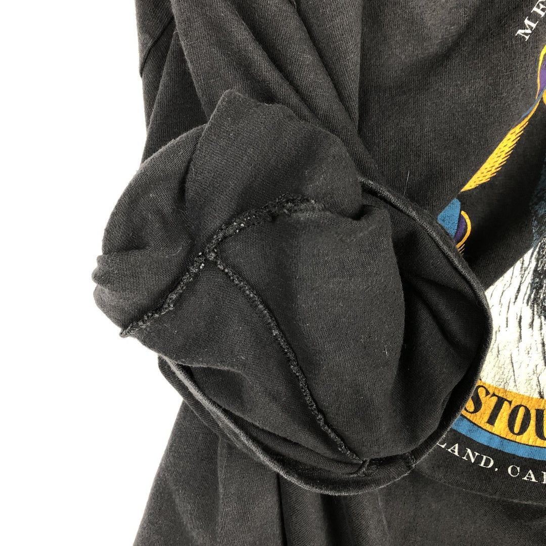 90'S Hanes BEEFY-T BLACKHAWK STOUT Advertising T-Shirt, Made in USA, Men's XL equivalent. cotton black type Vintage Second Hand