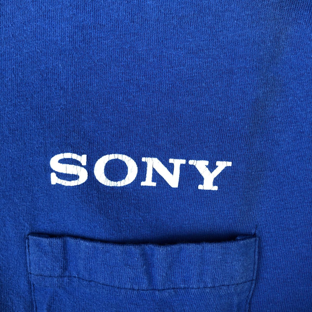 90'S Hanes BEEFY-T Sony Advertising T-Shirt, Men's Size L (approx.), Vintage cotton blue type Vintage Second Hand