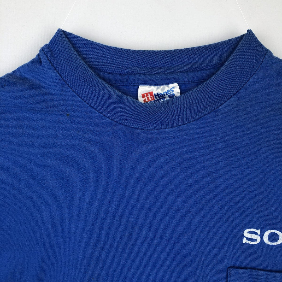 90'S Hanes BEEFY-T Sony Advertising T-Shirt, Men's Size L (approx.), Vintage cotton blue type Vintage Second Hand