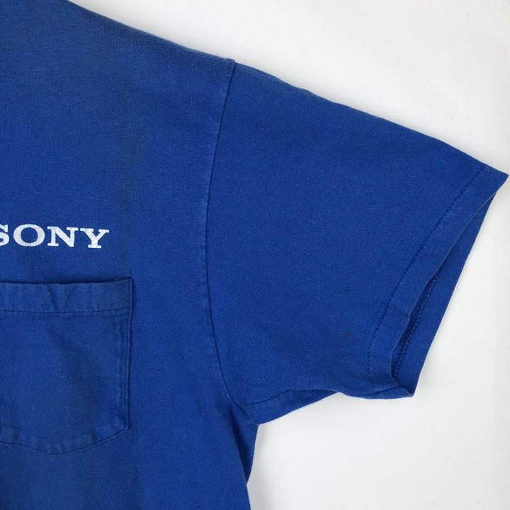 90'S Hanes BEEFY-T Sony Advertising T-Shirt, Men's Size L (approx.), Vintage cotton blue type Vintage Second Hand