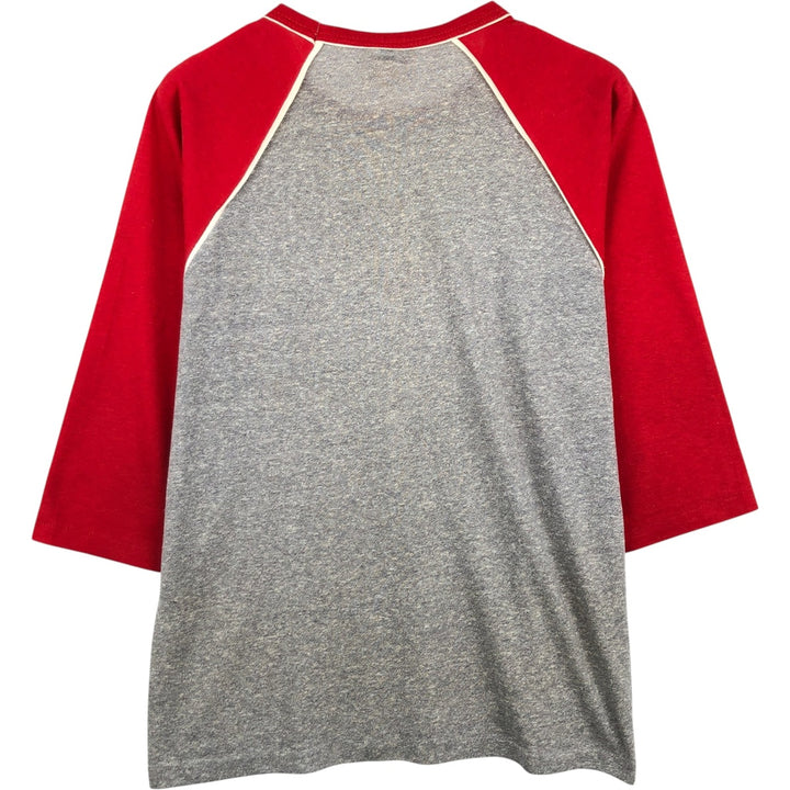 70s-80'S SUNBURST Bird Print 3/4 Sleeve Raglan T-Shirt, Made in Canada, Men's Size M cotton gray type Vintage Second Hand