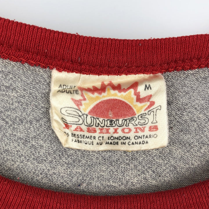 70s-80'S SUNBURST Bird Print 3/4 Sleeve Raglan T-Shirt, Made in Canada, Men's Size M cotton gray type Vintage Second Hand