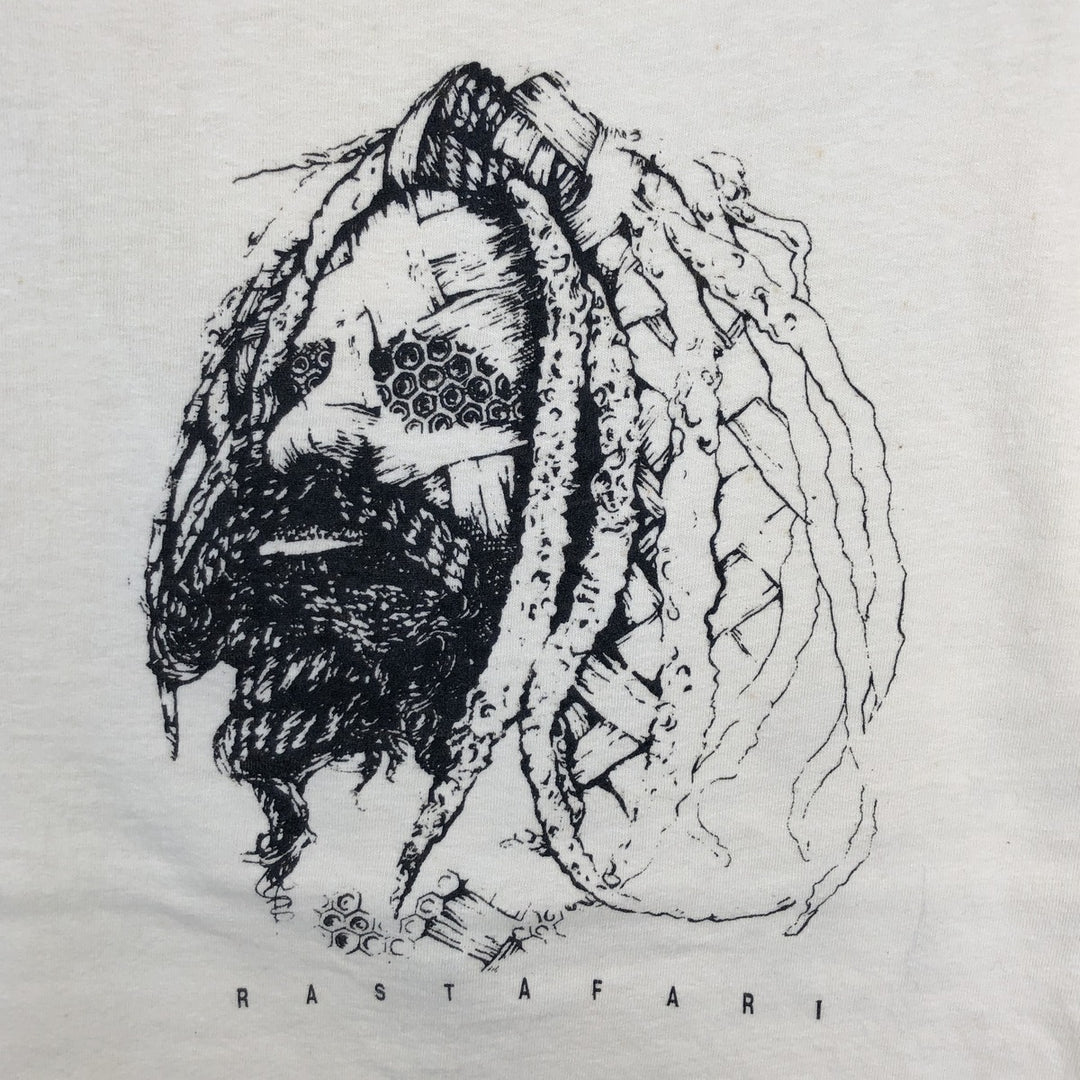 Hanes RASTAFARI Rastafari Print T-Shirt, Made in USA, Men's Size L (Equivalent), Vintage cotton unbleached Vintage Second Hand