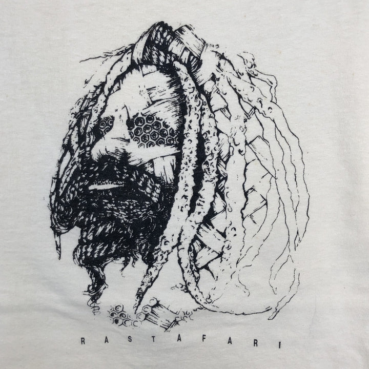 Hanes RASTAFARI Rastafari Print T-Shirt, Made in USA, Men's Size L (Equivalent), Vintage cotton unbleached Vintage Second Hand