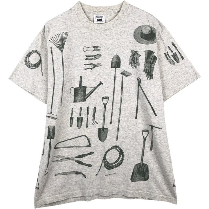 90'S rel.e.vant.products printed T-shirt, made in USA, men's size L equivalent, vintage. cotton gray type Vintage Second Hand