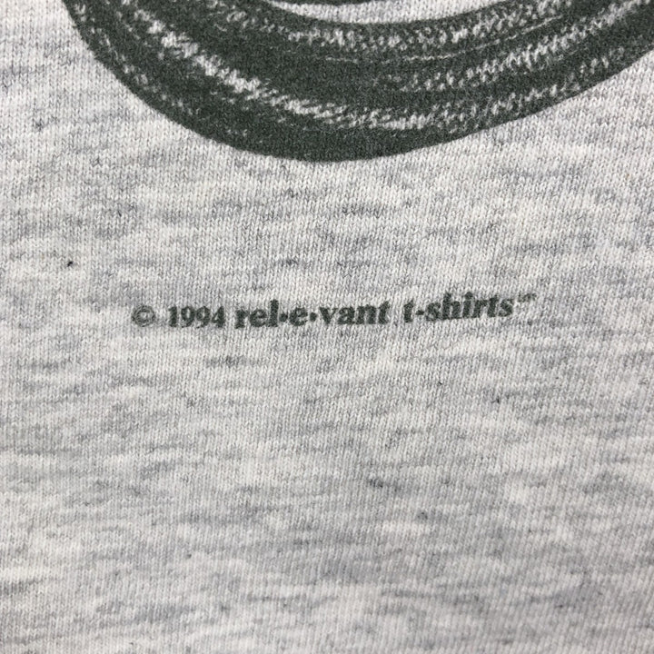 90'S rel.e.vant.products printed T-shirt, made in USA, men's size L equivalent, vintage. cotton gray type Vintage Second Hand