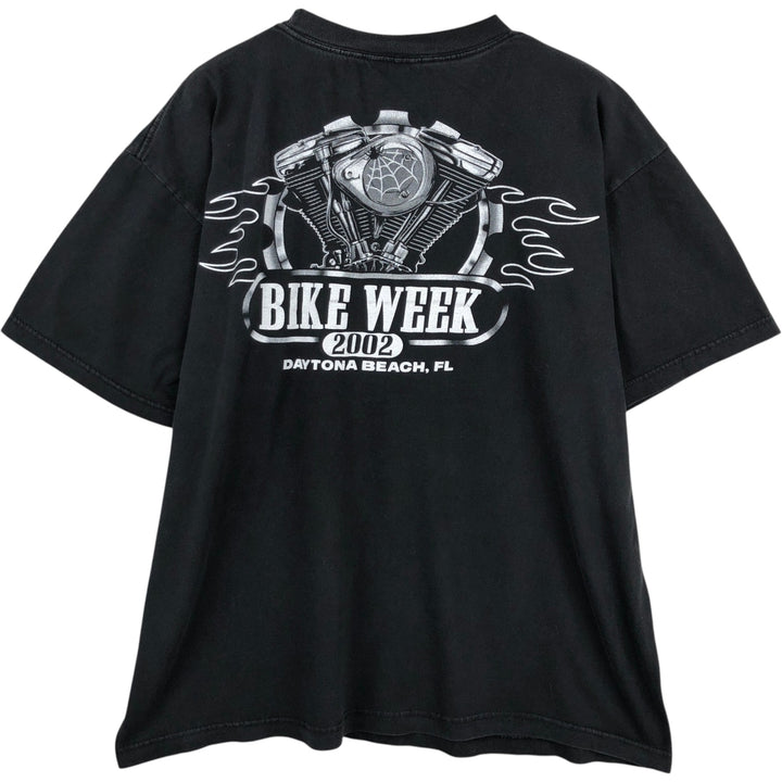 2000'S DAYTONA BEACH BIKE WEEK 2002 Eagle Pattern Engine Motorcycle Bike T-Shirt, Men's XL (approx.) unclear black type Vintage Second Hand