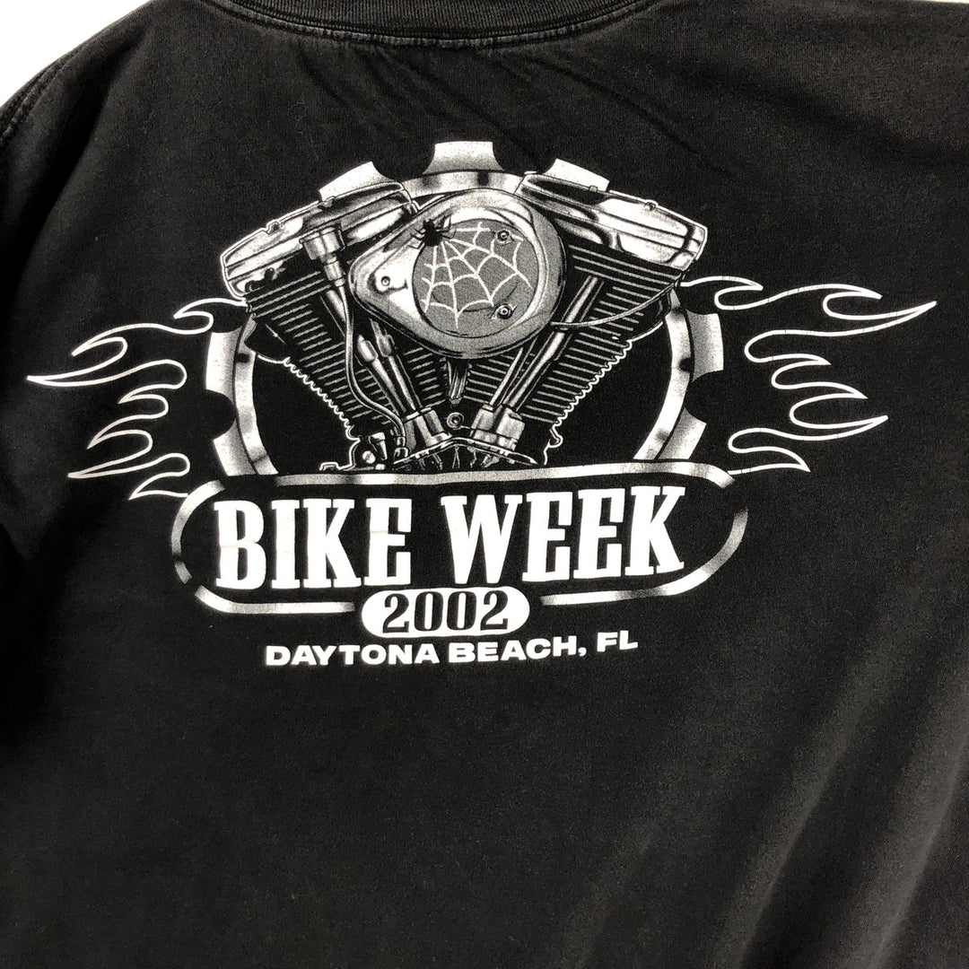 2000'S DAYTONA BEACH BIKE WEEK 2002 Eagle Pattern Engine Motorcycle Bike T-Shirt, Men's XL (approx.) unclear black type Vintage Second Hand