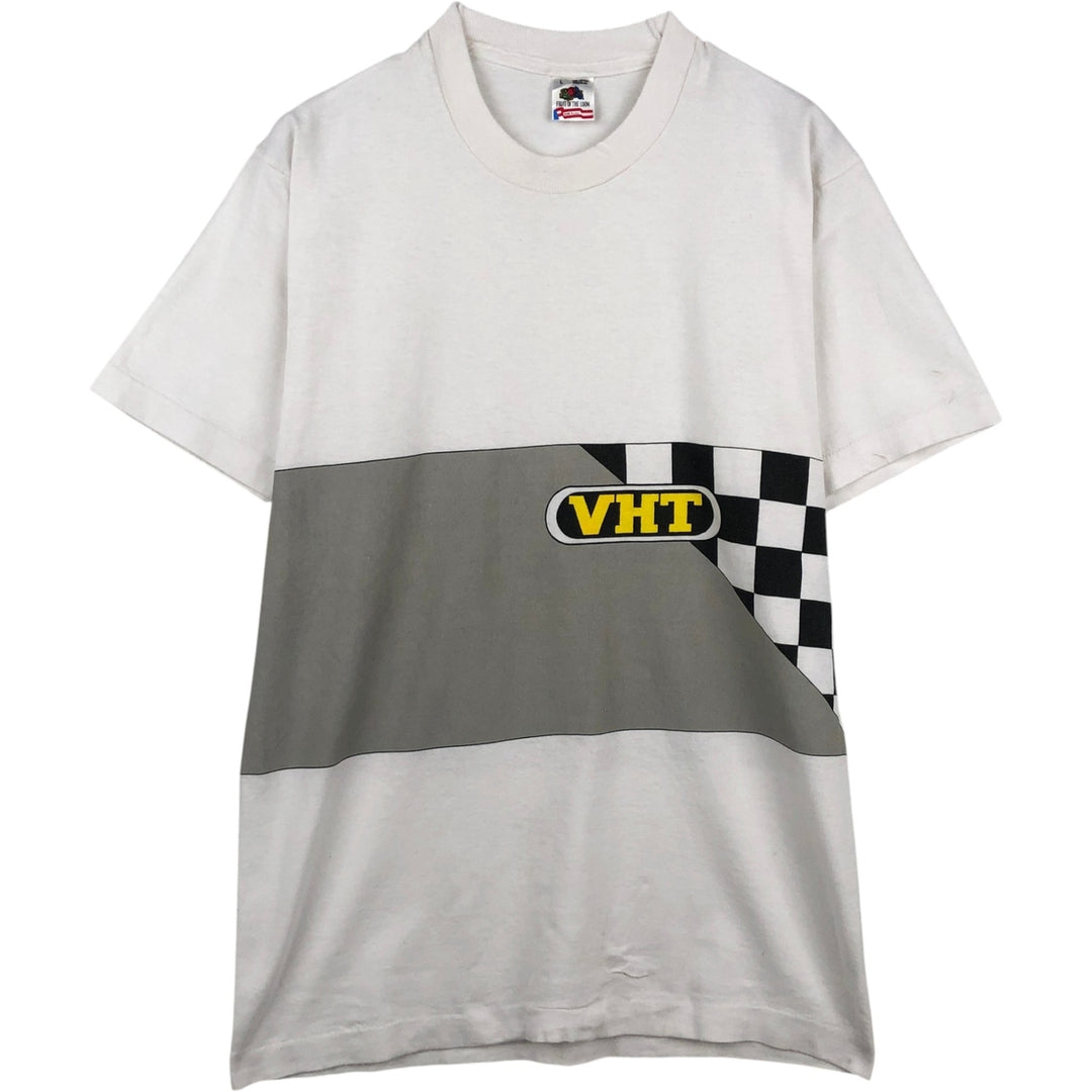 90'S Fruit of the Loom VHT Motorcycle T-shirt, Made in USA, Men's Size L (approx.), Vintage cotton white type Vintage Second Hand