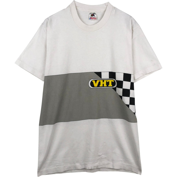 90'S Fruit of the Loom VHT Motorcycle T-shirt, Made in USA, Men's Size L (approx.), Vintage cotton white type Vintage Second Hand
