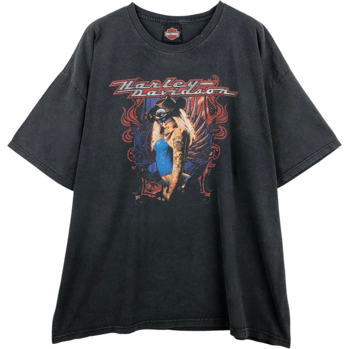 Harley-Davidson Pin-up Girl Motorcycle Bike T-shirt, Men's XL cotton black type Vintage Second Hand