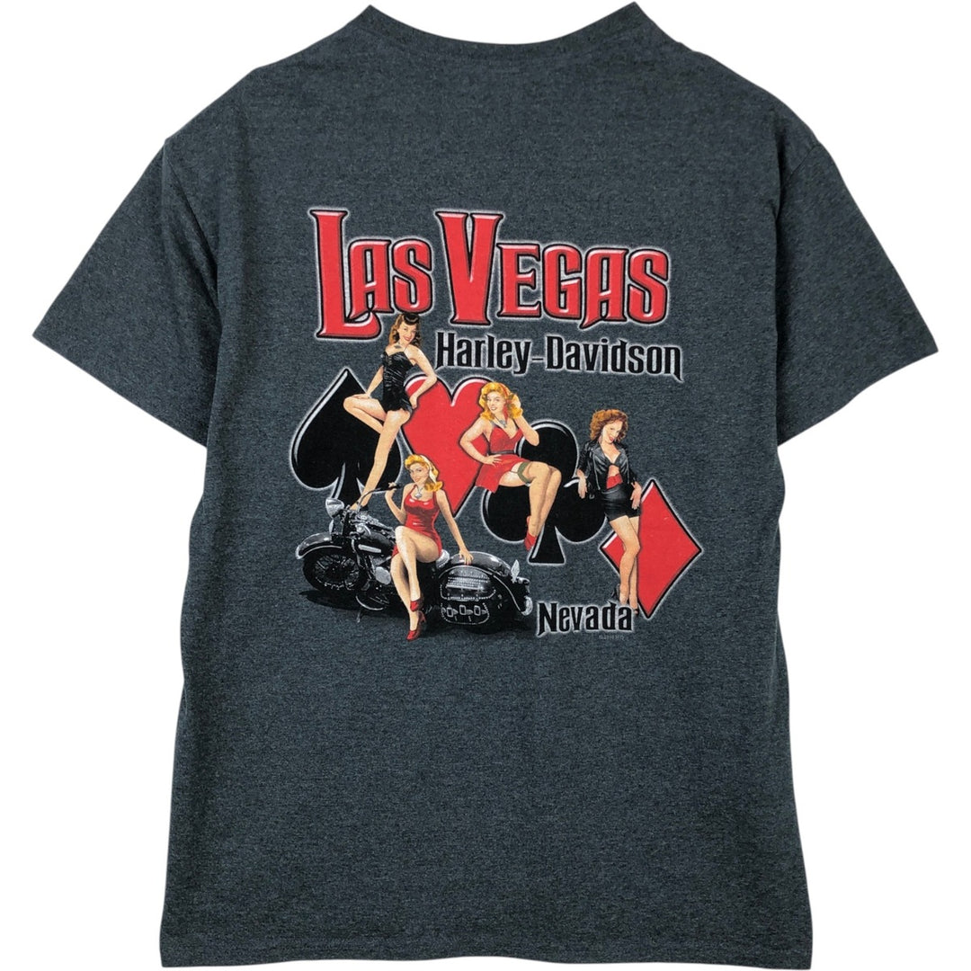 Harley-Davidson Pin-up Girl Motorcycle Bike T-shirt, Men's L size cotton Charcoal Vintage Second Hand