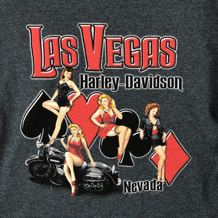 Harley-Davidson Pin-up Girl Motorcycle Bike T-shirt, Men's L size cotton Charcoal Vintage Second Hand