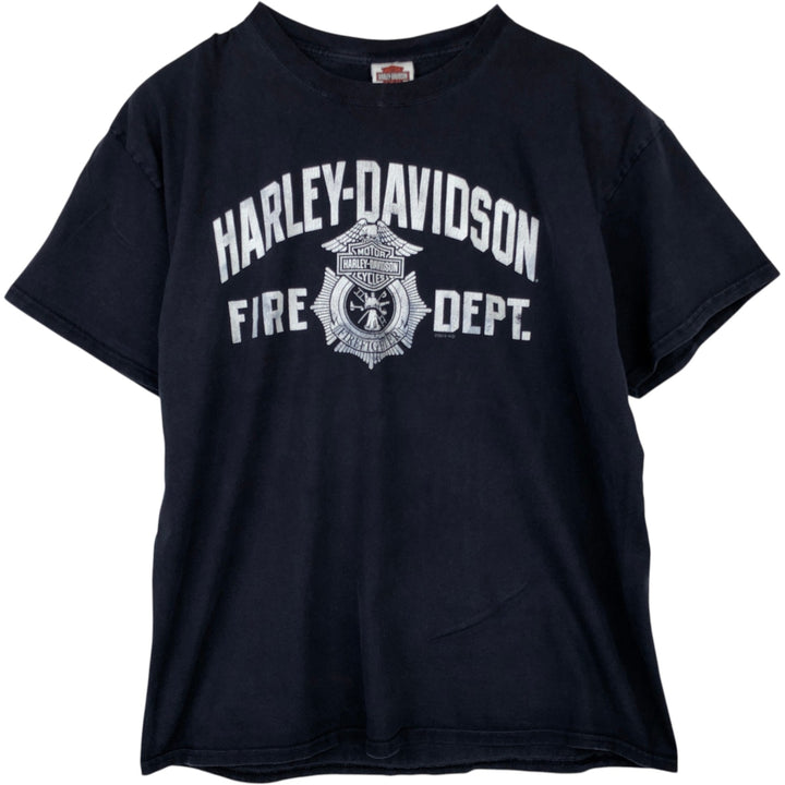 Harley-Davidson Eagle Pattern Motorcycle Bike T-shirt Men's XL cotton navy blue type Vintage Second Hand