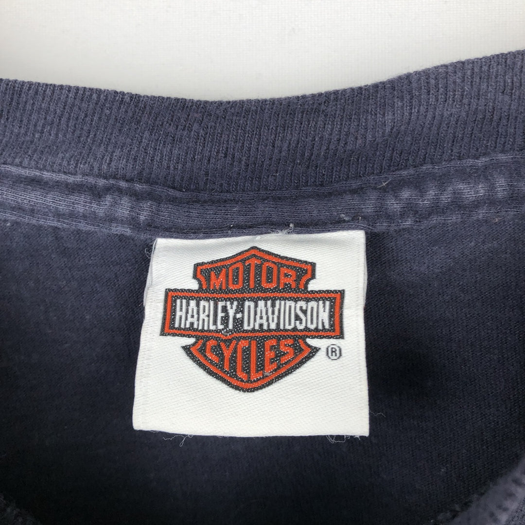 Harley-Davidson Eagle Pattern Motorcycle Bike T-shirt Men's XL cotton navy blue type Vintage Second Hand