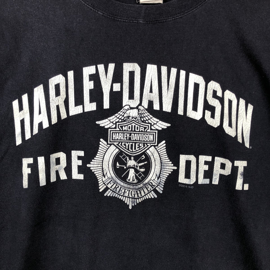 Harley-Davidson Eagle Pattern Motorcycle Bike T-shirt Men's XL cotton navy blue type Vintage Second Hand