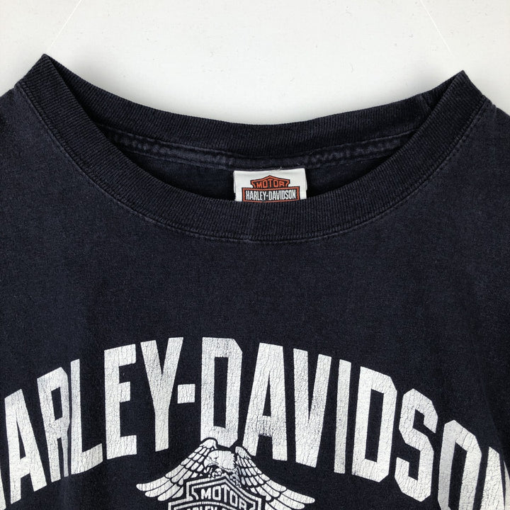 Harley-Davidson Eagle Pattern Motorcycle Bike T-shirt Men's XL cotton navy blue type Vintage Second Hand