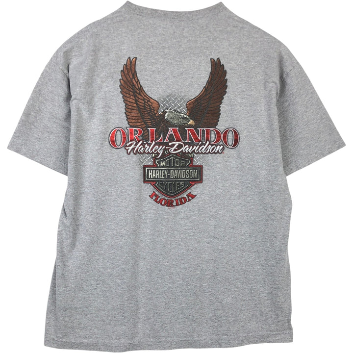 Harley-Davidson Eagle Pattern Motorcycle Bike T-shirt Men's XL cotton gray type Vintage Second Hand