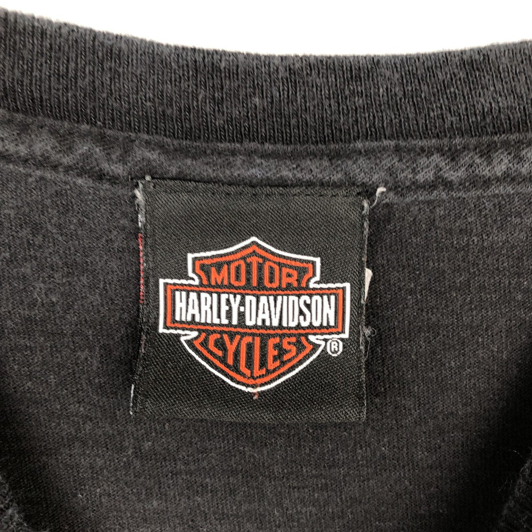 Harley-Davidson Skull Pattern Skull Wing Motorcycle Bike T-shirt Men's L size cotton black type Vintage Second Hand