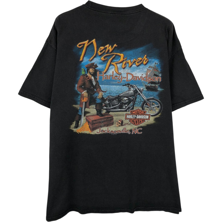 Harley-Davidson Skull Pattern Motorcycle Bike T-shirt Men's XL unclear black type Vintage Second Hand