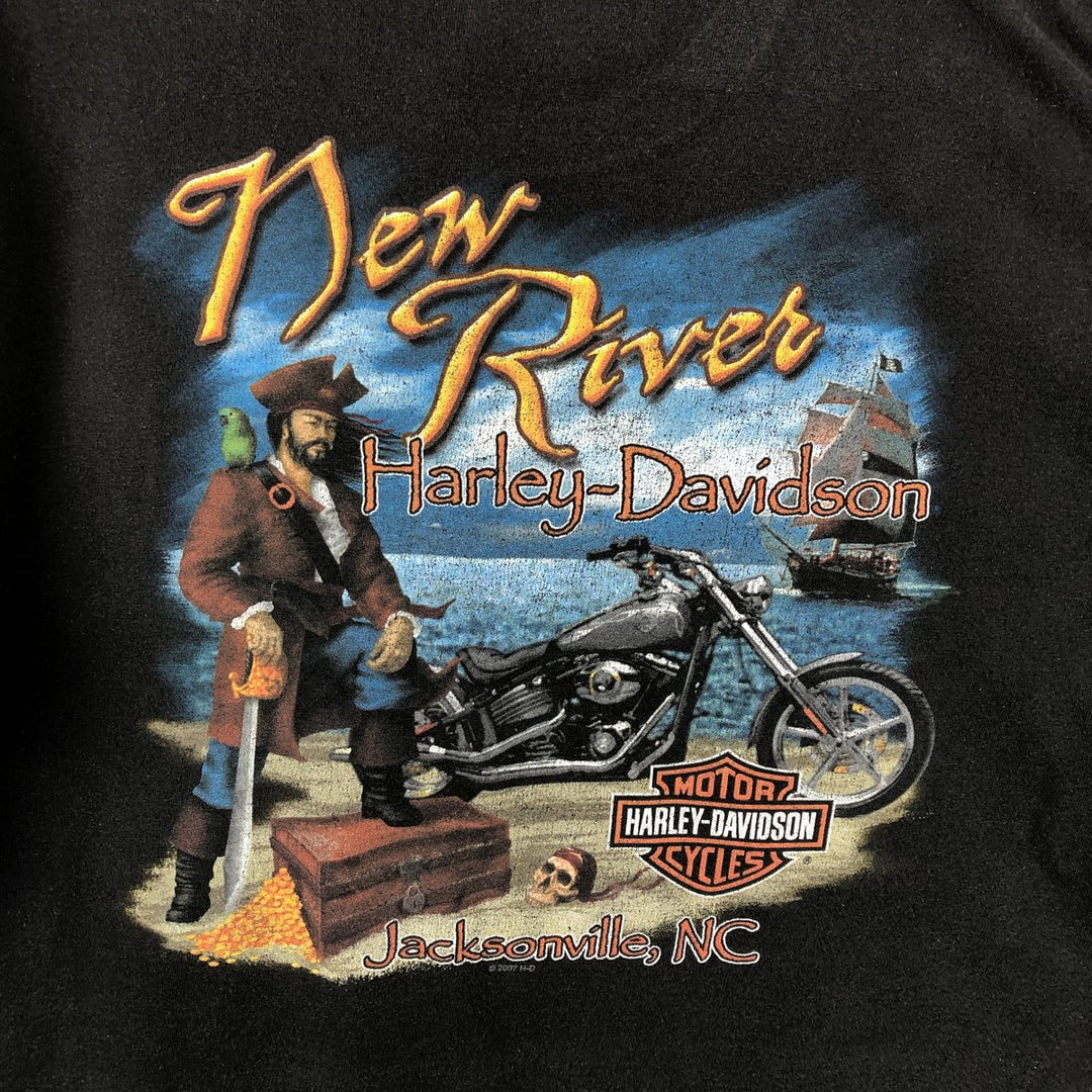 Harley-Davidson Skull Pattern Motorcycle Bike T-shirt Men's XL unclear black type Vintage Second Hand