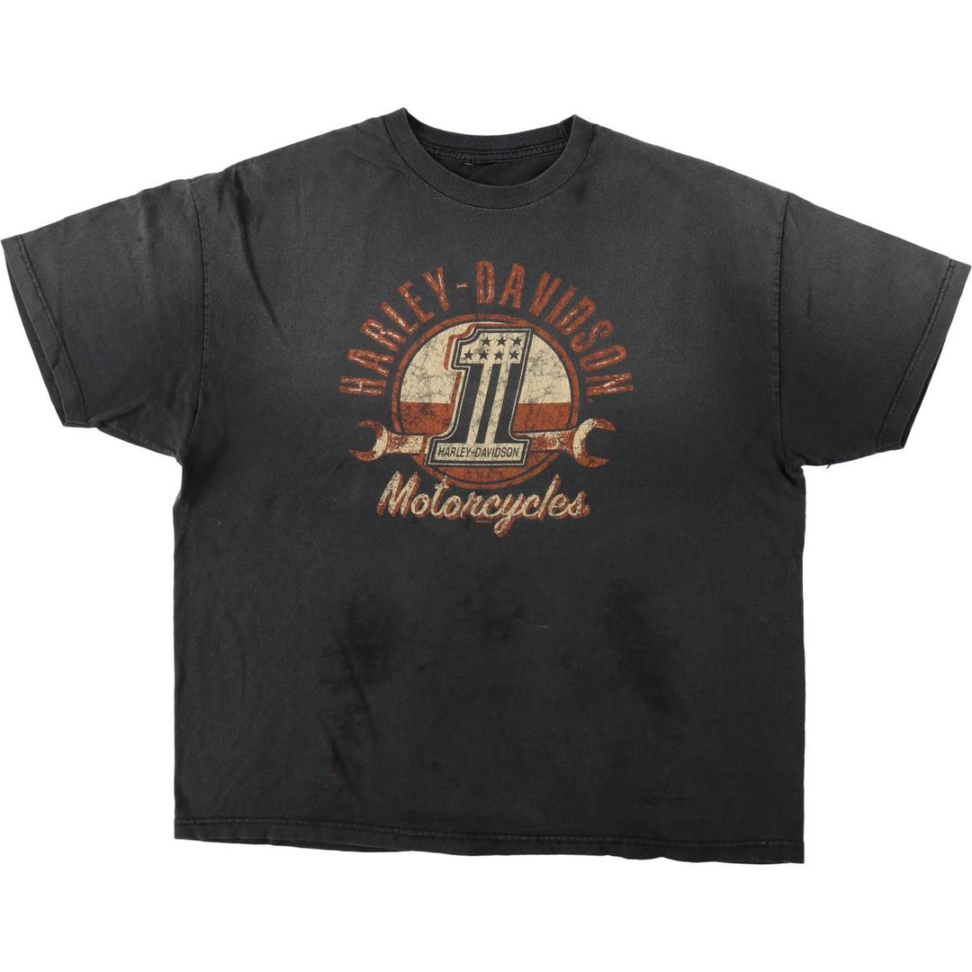 Harley-Davidson Skull Pattern Motorcycle Bike T-shirt Men's XL unclear black type Vintage Second Hand