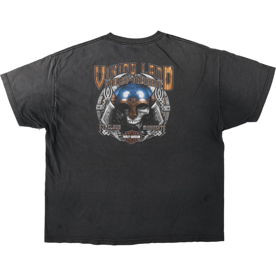 Harley-Davidson Skull Pattern Motorcycle Bike T-shirt Men's XL unclear black type Vintage Second Hand
