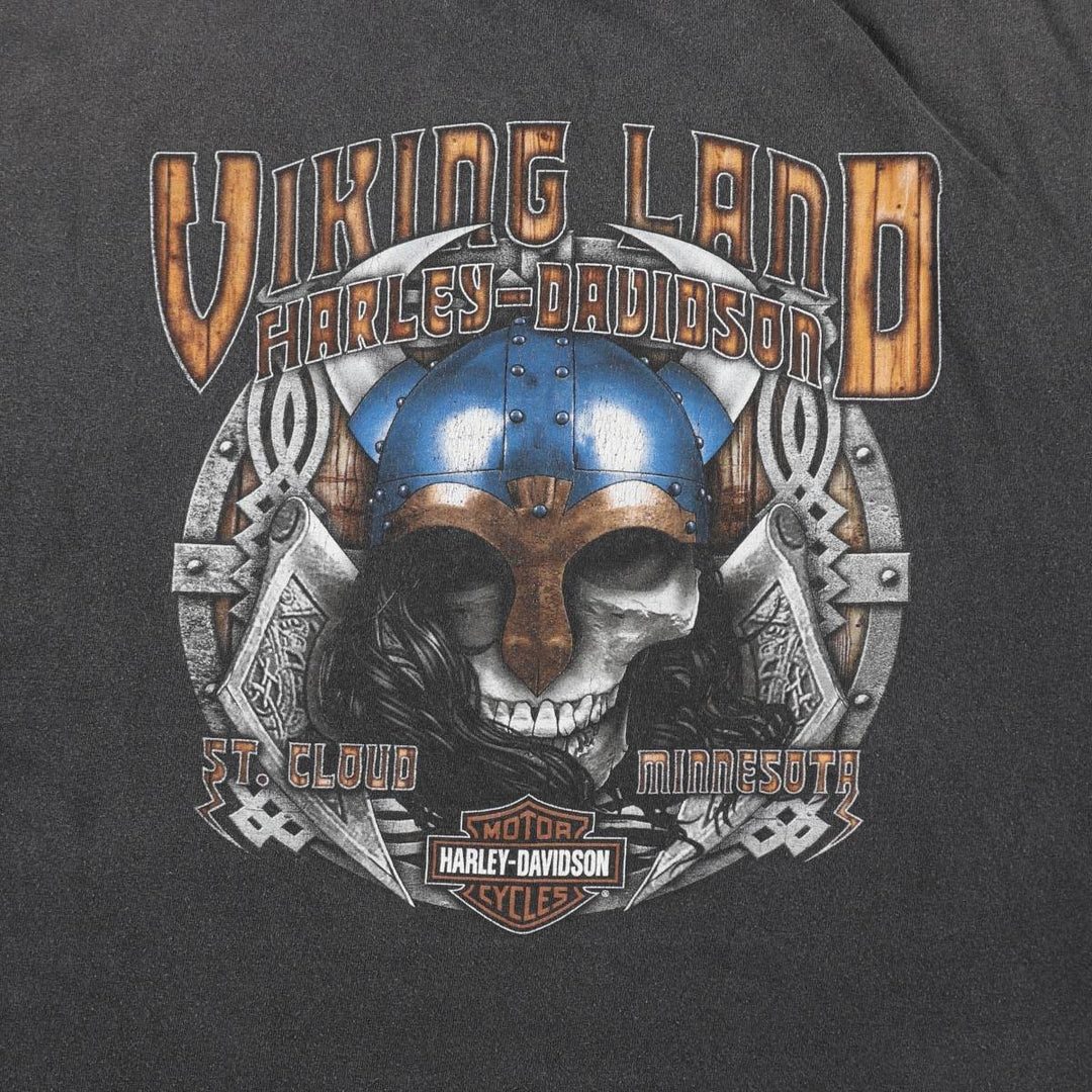Harley-Davidson Skull Pattern Motorcycle Bike T-shirt Men's XL unclear black type Vintage Second Hand