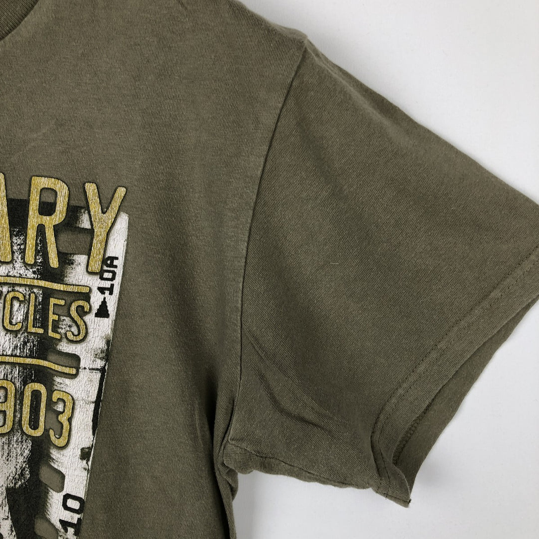 Harley-Davidson Skull Pattern Motorcycle Bike T-shirt Made in USA Men's M size cotton Khaki type Vintage Second Hand