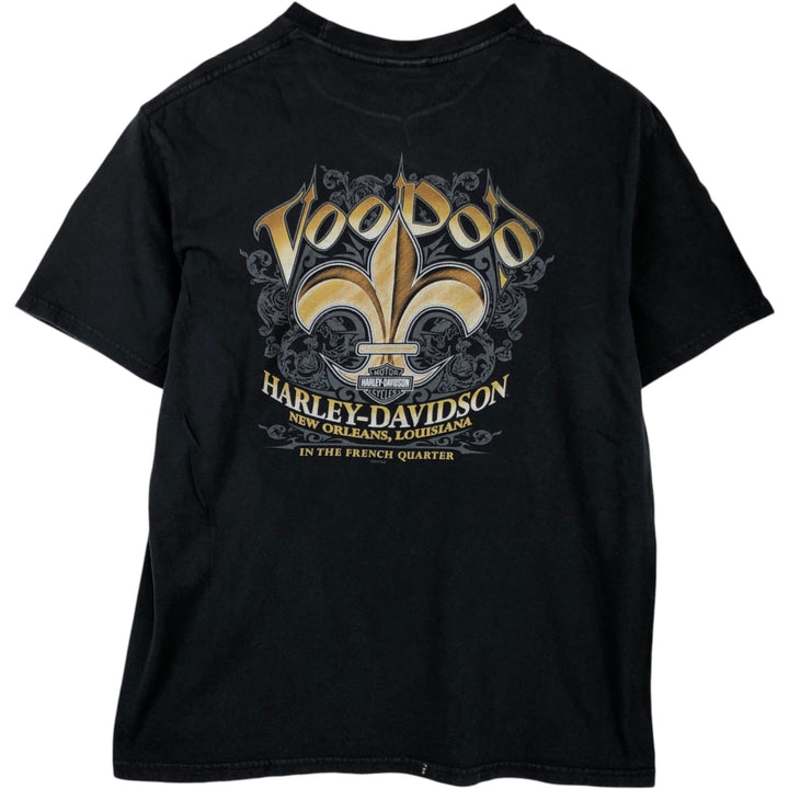 Harley-Davidson Biker Build Skull Pattern Fire Pattern Motorcycle T-Shirt, Men's Size M (approx.) unclear black type Vintage Second Hand